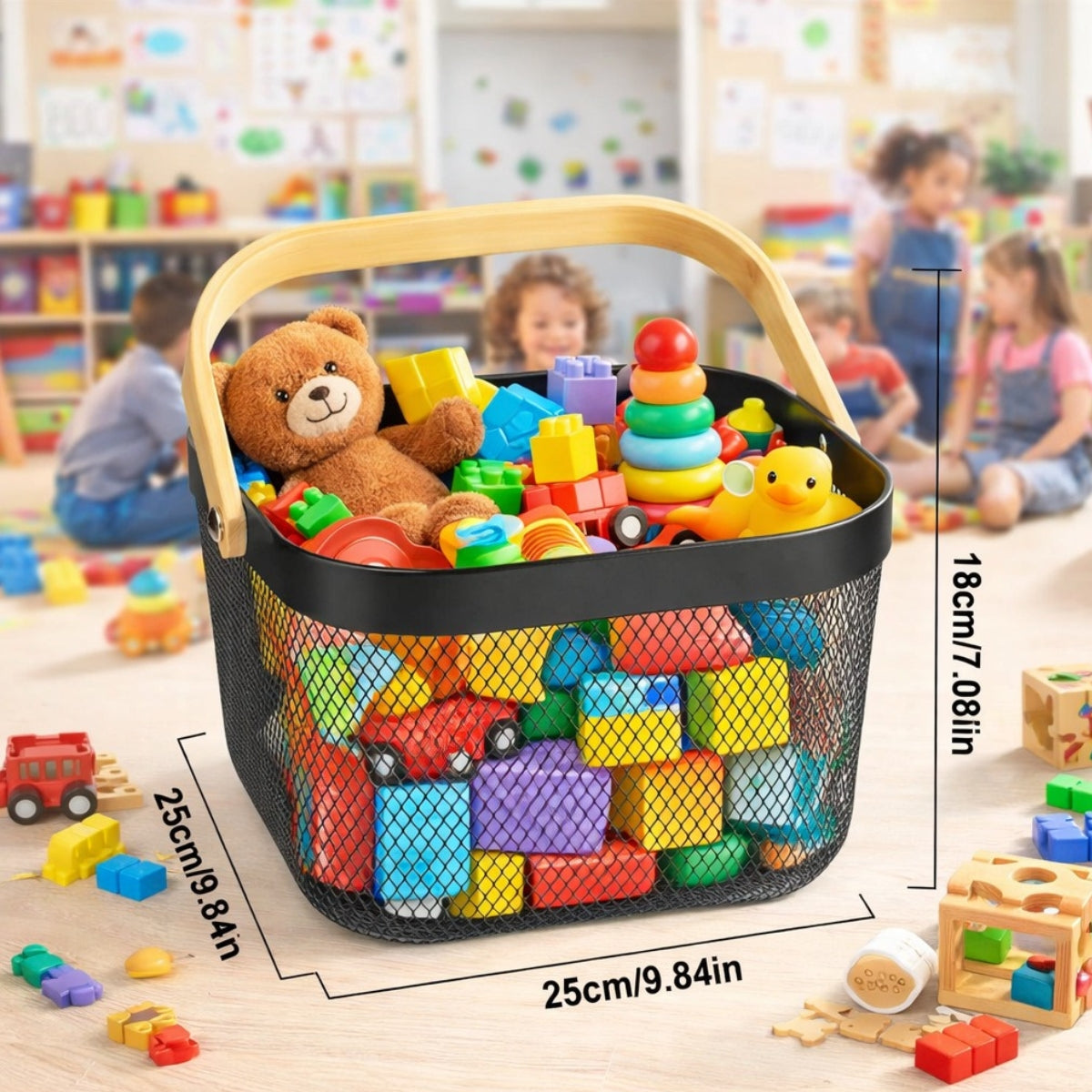 Cesto Multiuso Decorativo Metálico Porta Utensílio c/ Alça