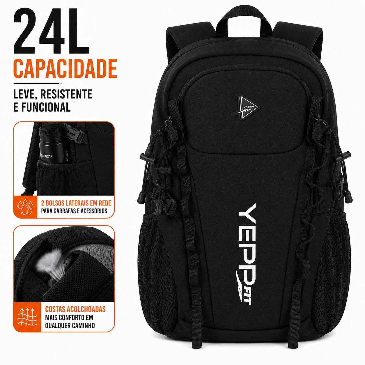 Mochila 24L Leve Resistente Academia Trilha Viagem com Apito