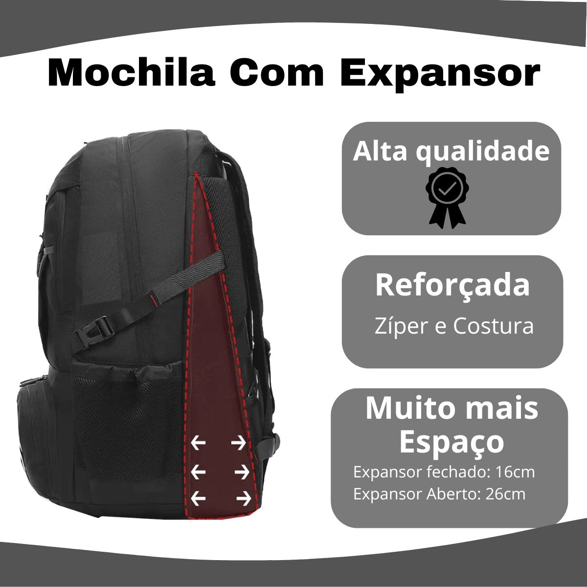 Mochila Motoqueiro Motoboy Moto Expansor Capacete Resistente Grande